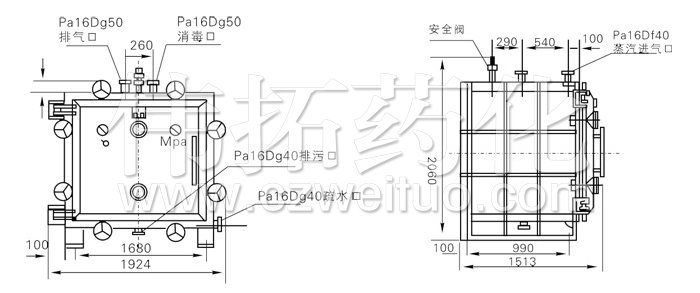 方形靜態真空幹燥機結構示意圖